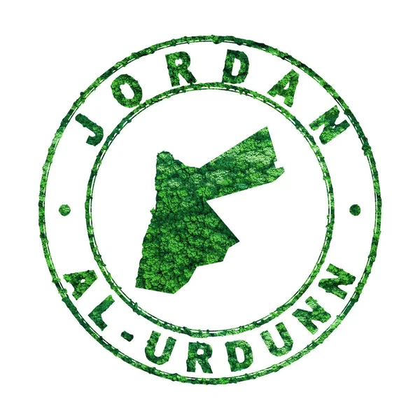 Mapa Jordânia Carimbo Postal Desenvolvimento Sustentável Conceito Emissão Co2 Caminho — Fotografia de Stock