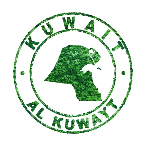 Mappa Del Kuwait Francobolli Postali Sviluppo Sostenibile Concetto Emissione Co2 — Foto Stock