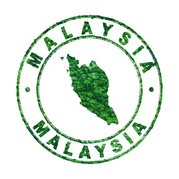 Mapa Malasia Sello Postal Desarrollo Sostenible Concepto Emisiones Co2 Recorte — Foto de Stock