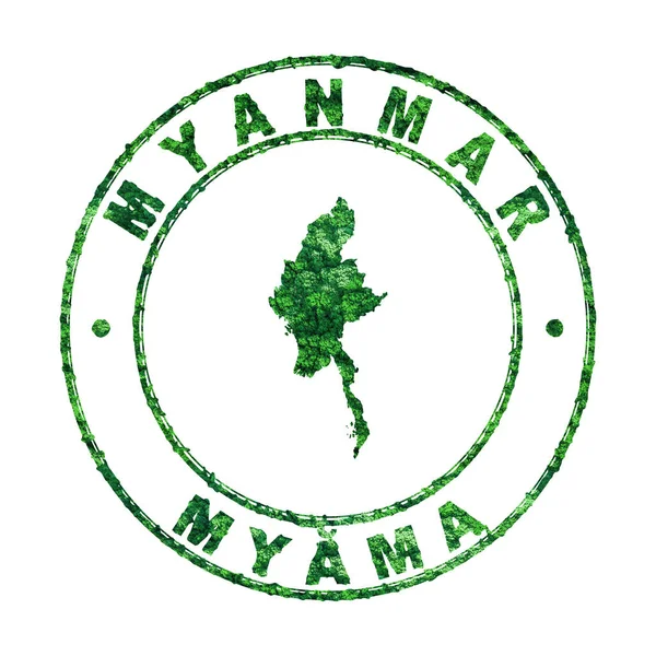 Mapa Myanmaru Poštovní Známka Udržitelný Rozvoj Koncepce Emisí Co2 Střihací — Stock fotografie