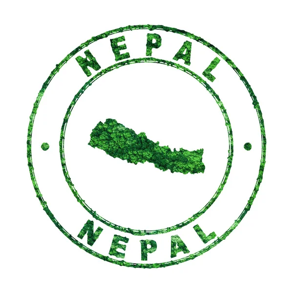 Mapa Nepálu Poštovní Známka Udržitelný Rozvoj Koncept Emisí Co2 Střihací — Stock fotografie