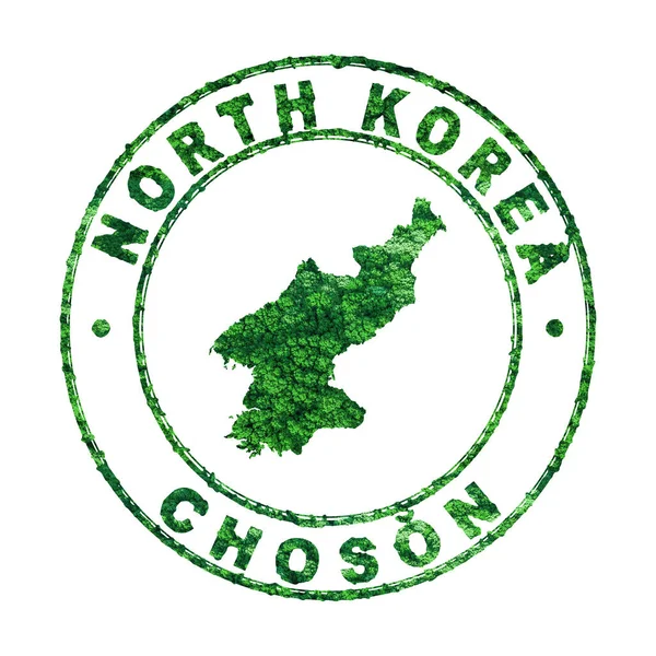 Mapa Coreia Norte Carimbo Postal Desenvolvimento Sustentável Conceito Emissão Co2 — Fotografia de Stock