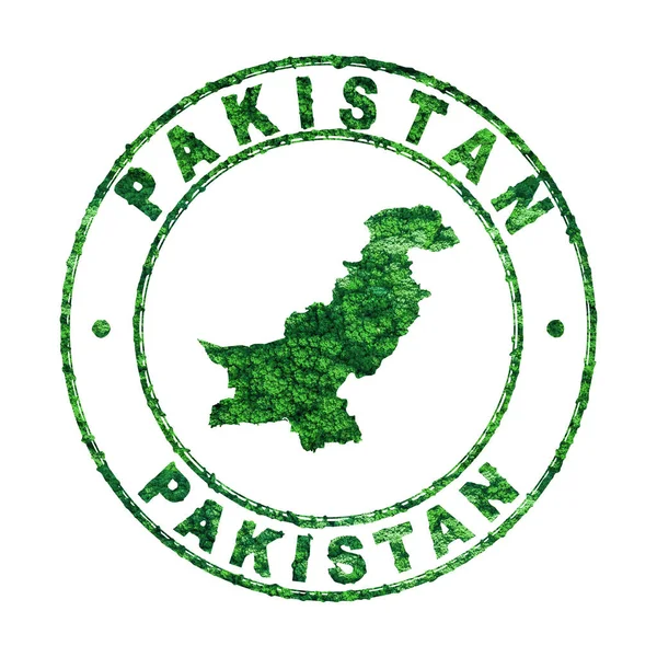 Mapa Pákistánu Poštovní Známka Udržitelný Rozvoj Koncepce Emisí Co2 Střihací — Stock fotografie