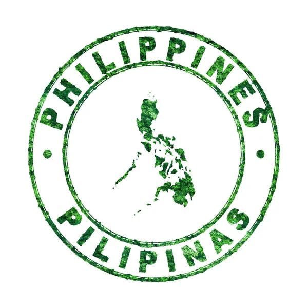菲律宾地图 邮政邮票 可持续发展 二氧化碳排放概念 截图路径 — 图库照片