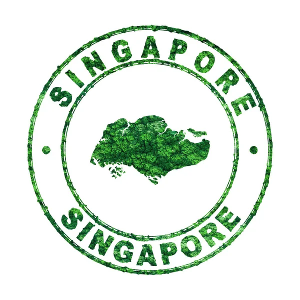 Mapa Singapur Postal Stamp Desarrollo Sostenible Concepto Emisiones Co2 Recorte — Foto de Stock