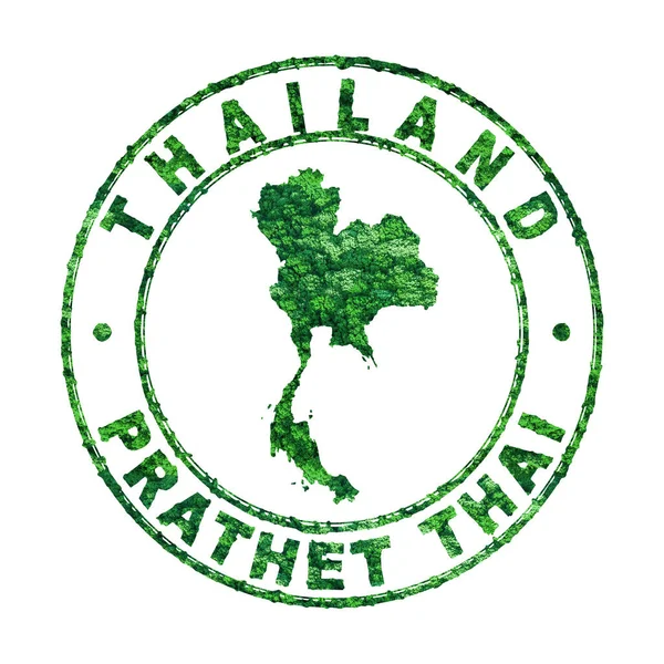 Thaimaan Kartta Postimerkki Kestävä Kehitys Co2 Päästökonsepti Leikkauspolku — kuvapankkivalokuva