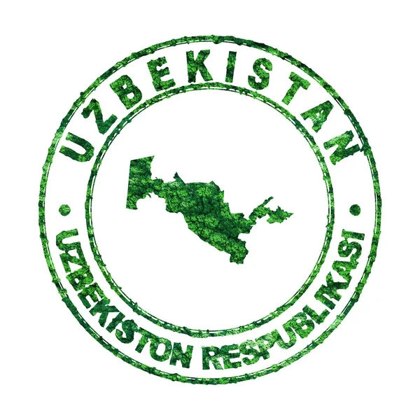 Map Uzbekistan Postal Stamp Sustainable Development Co2 Emission Concept Clipping — Stock Photo, Image