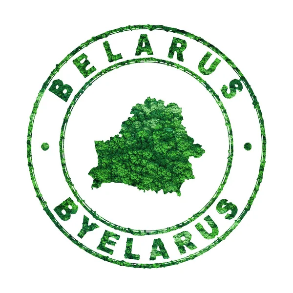Mappa Bielorussia Francobolli Postali Sviluppo Sostenibile Concetto Emissione Co2 Percorso — Foto Stock