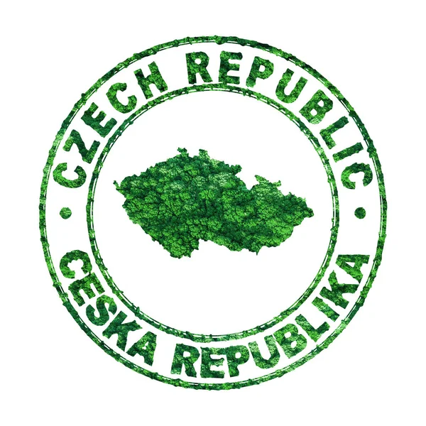 Csehország Térképe Postabélyegző Fenntartható Fejlődés Co2 Kibocsátás Koncepciója Vágási Útvonal — Stock Fotó
