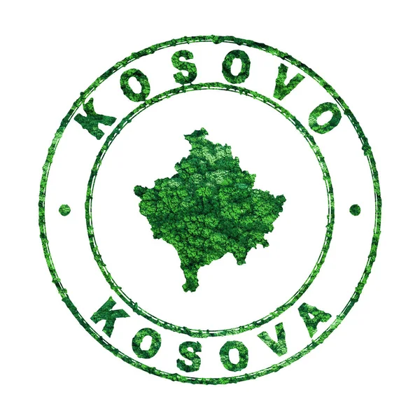 Mapa Kosova Poštovní Známka Udržitelný Rozvoj Koncepce Emisí Co2 Střihací — Stock fotografie