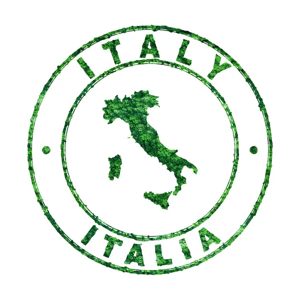 イタリア地図 郵便切手 持続可能な開発 Co2排出量の概念 クリッピングパス — ストック写真