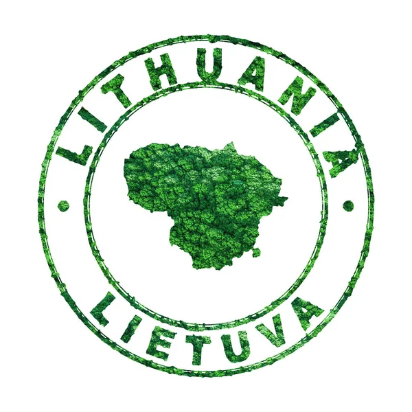Mappa Della Lituania Francobolli Postali Sviluppo Sostenibile Concetto Emissione Co2 — Foto Stock