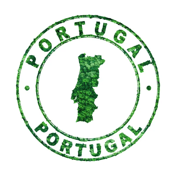 Mapa Portugal Carimbo Postal Desenvolvimento Sustentável Conceito Emissão Co2 Caminho — Fotografia de Stock