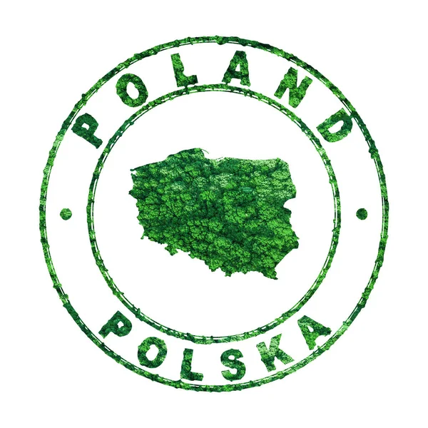 Mapa Polonia Postal Stamp Desarrollo Sostenible Concepto Emisiones Co2 Recorte — Foto de Stock