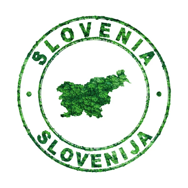 Szlovénia Térképe Postai Bélyegző Fenntartható Fejlődés Co2 Kibocsátás Koncepciója Vágási — Stock Fotó