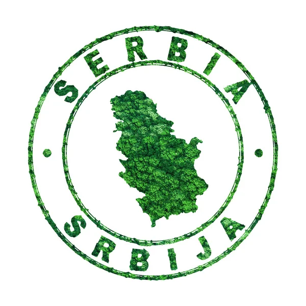 Mapa Sérvia Carimbo Postal Desenvolvimento Sustentável Conceito Emissão Co2 Caminho — Fotografia de Stock