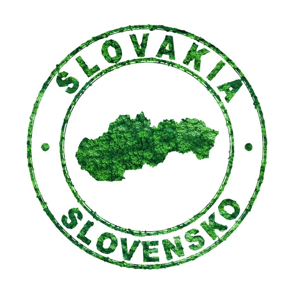 Mapa Eslovaquia Postal Stamp Desarrollo Sostenible Concepto Emisiones Co2 Recorte —  Fotos de Stock