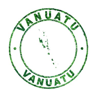 Vanuatu Haritası, Posta Damgası, Sürdürülebilir Geliştirme, CO2 emisyon konsepti, kırpma yolu