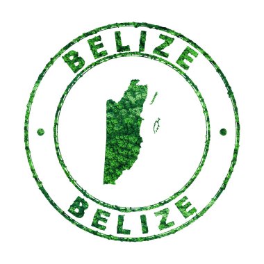 Belize Haritası, Posta Damgası, Sürdürülebilir Geliştirme, CO2 emisyon kavramı, kırpma yolu