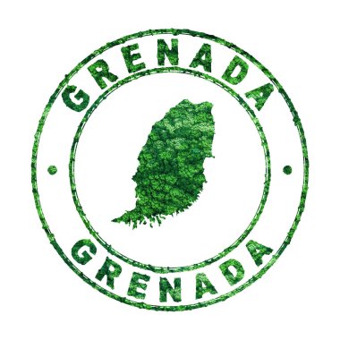 Grenada Haritası, Posta Damgası, Sürdürülebilir Geliştirme, CO2 emisyon konsepti, kırpma yolu