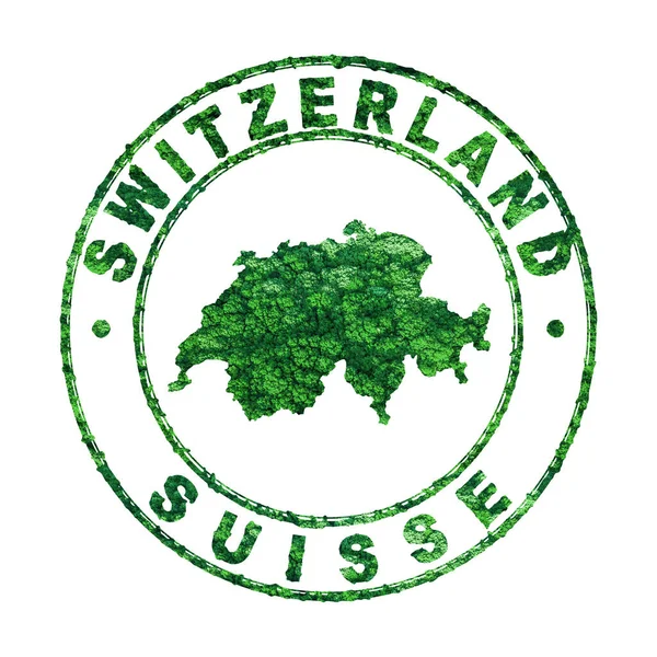 Sviçre Haritası Posta Damgası Sürdürülebilir Geliştirme Co2 Emisyon Kavramı Kırpma — Stok fotoğraf