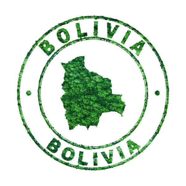 Mapa Bolivia Sello Postal Desarrollo Sostenible Concepto Emisiones Co2 Recorte — Foto de Stock
