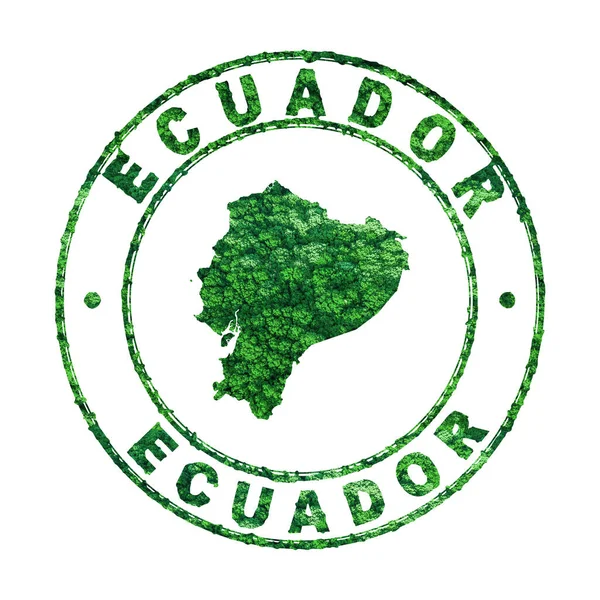 Mapa Ecuador Postal Stamp Desarrollo Sostenible Concepto Emisiones Co2 Recorte — Foto de Stock