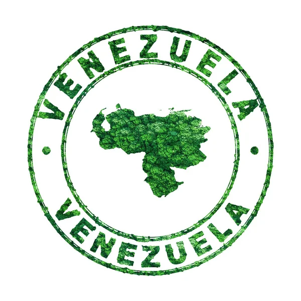 Mapa Venezuely Poštovní Známka Udržitelný Rozvoj Koncept Emisí Co2 Stezka — Stock fotografie