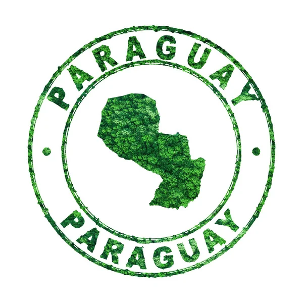 Mapa Paraguay Sello Postal Desarrollo Sostenible Concepto Emisiones Co2 Recorte — Foto de Stock