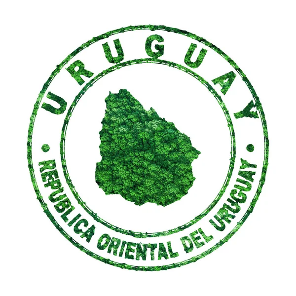 Mapa Uruguay Postal Stamp Desarrollo Sostenible Concepto Emisiones Co2 Recorte — Foto de Stock