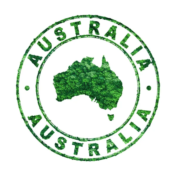 澳大利亚地图 邮政邮票 可持续发展 二氧化碳排放概念 截图路径 — 图库照片