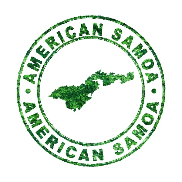 Mappa Samoa Americane Francobolli Postali Sviluppo Sostenibile Concetto Emissione Co2 — Foto Stock