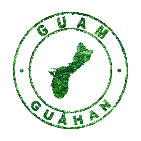 Mappa Guam Francobolli Postali Sviluppo Sostenibile Concetto Emissione Co2 Percorso — Foto Stock