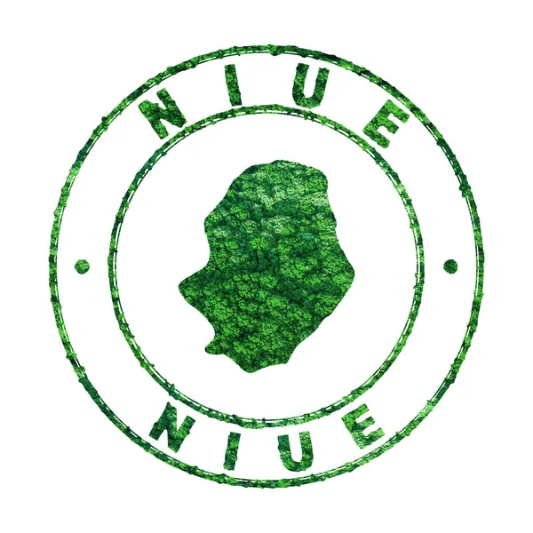 Mapa Niue Pieczęć Pocztowa Zrównoważony Rozwój Koncepcja Emisji Co2 Ścieżka — Zdjęcie stockowe