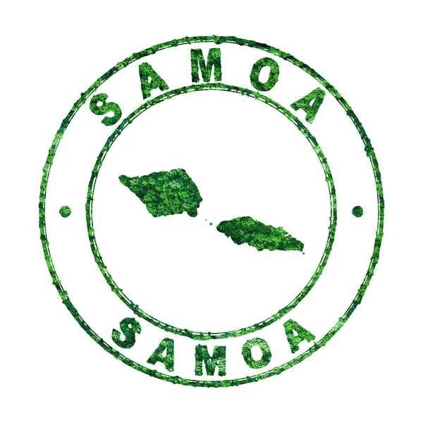 Mappa Samoa Francobolli Postali Sviluppo Sostenibile Concetto Emissione Co2 Percorso — Foto Stock