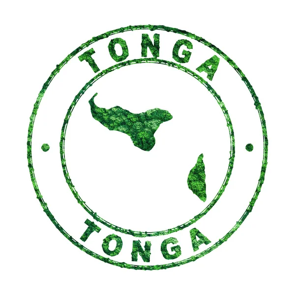 Mappa Tonga Francobolli Postali Sviluppo Sostenibile Concetto Emissione Co2 Percorso — Foto Stock