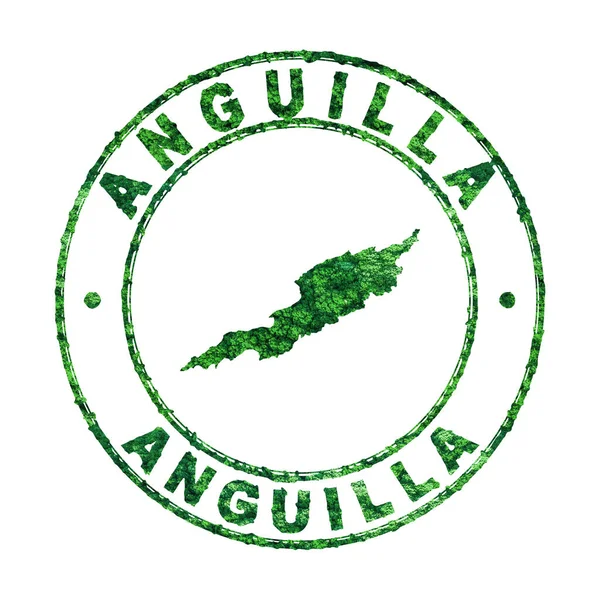 Mappa Anguilla Francobolli Postali Sviluppo Sostenibile Concetto Emissione Co2 Percorso — Foto Stock