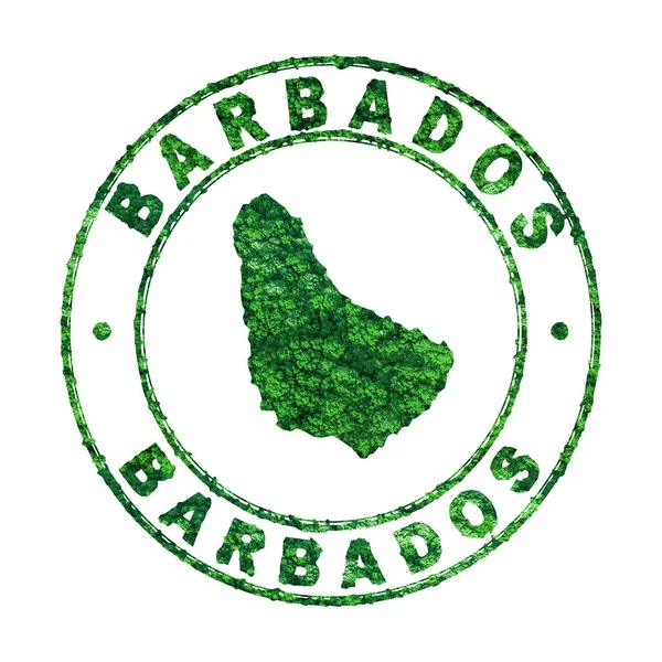 Kaart Van Barbados Postzegel Duurzame Ontwikkeling Co2 Emissieconcept Clippad — Stockfoto