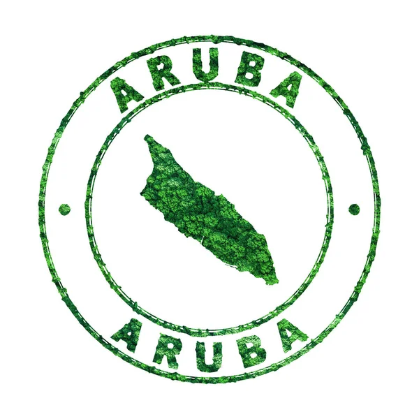 Mappa Aruba Francobolli Postali Sviluppo Sostenibile Concetto Emissione Co2 Percorso — Foto Stock