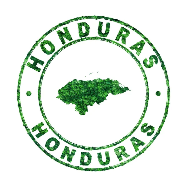 Mapa Honduras Sello Postal Desarrollo Sostenible Concepto Emisiones Co2 Recorte — Foto de Stock