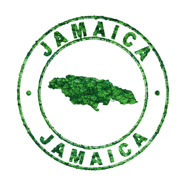 Carte Jamaïque Timbre Postal Développement Durable Concept Émission Co2 Sentier — Photo