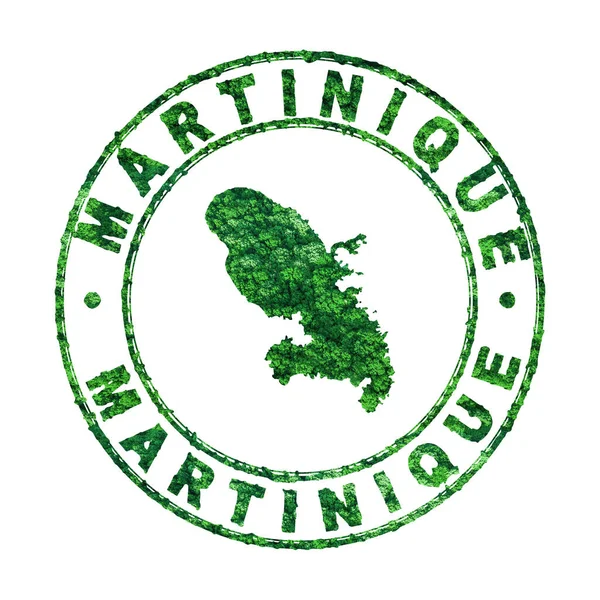 Mappa Della Martinica Francobolli Postali Sviluppo Sostenibile Concetto Emissione Co2 — Foto Stock