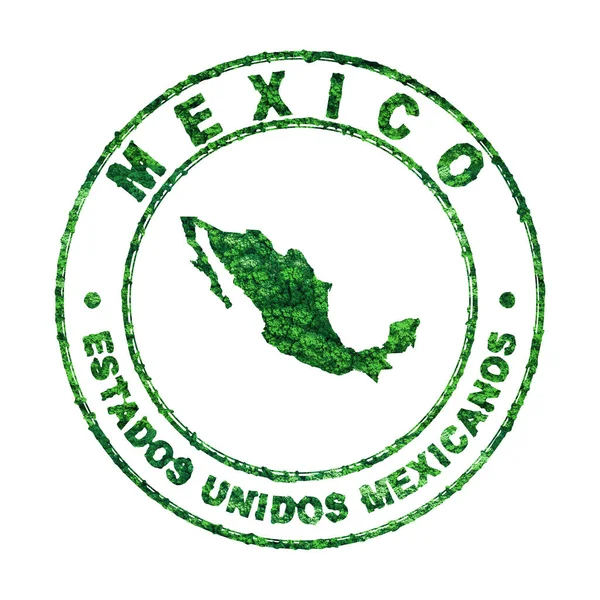 Mapa México Postal Stamp Desarrollo Sostenible Concepto Emisiones Co2 Recorte —  Fotos de Stock