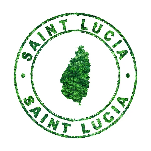 Mappa Santa Lucia Francobolli Postali Sviluppo Sostenibile Concetto Emissione Co2 — Foto Stock