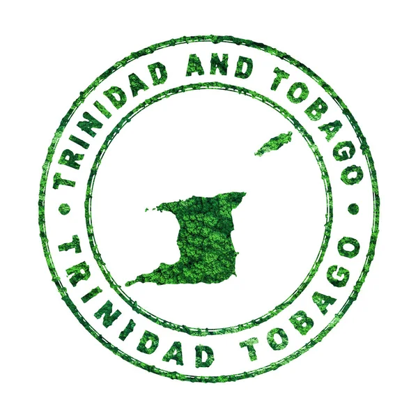 特立尼达和多巴哥地图 邮政邮票 可持续发展 二氧化碳排放概念 裁剪路径 — 图库照片