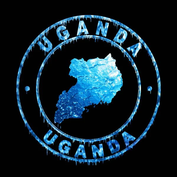 Mapa Ugandy Koncept Vody Oříznutá Stezka — Stock fotografie