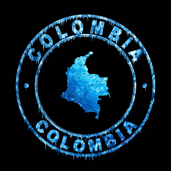 Mapa Kolumbie Koncept Vody Oříznutá Stezka — Stock fotografie