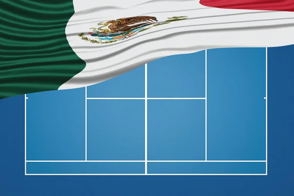 Mexiko Wavy Flag Tennisbana Hård Domstol — Stockfoto