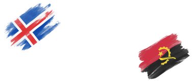 Beyaz Arkaplanda İzlanda ve Angola Bayrakları
