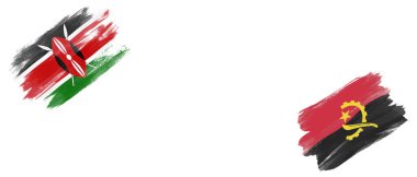 Beyaz Arkaplanda Kenya ve Angola Bayrakları